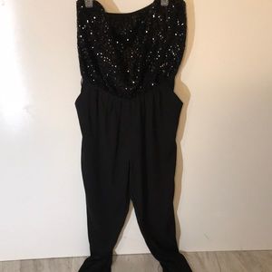 Women’s Black Tube Top Bebe Jumpsuit